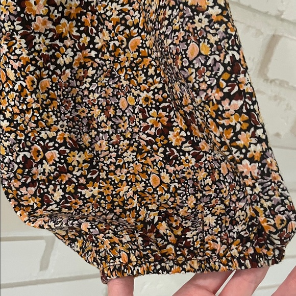 Madewell Black and Mustard Smocked Floral Peplum Top - Picture 6 of 7